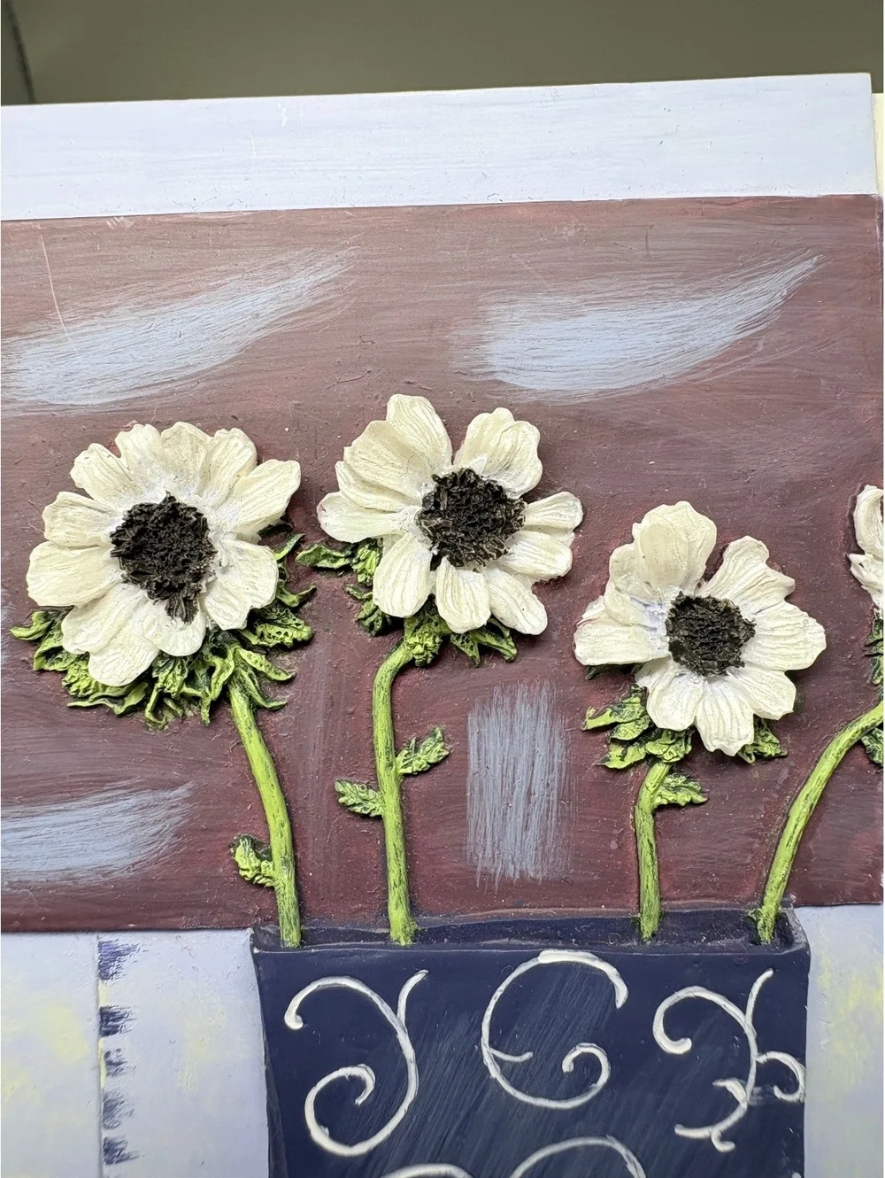 Set of 2 Handmade 3D Mixed Media Floral Wall Art Panels